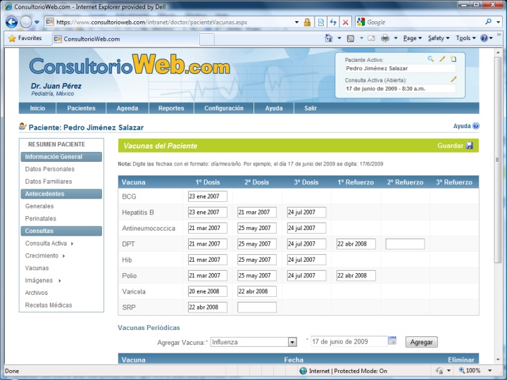 ConsultorioWeb.com le ofrece al médico el cuadro de vacunación pediátrico y otras vacunas para niños y adultos.